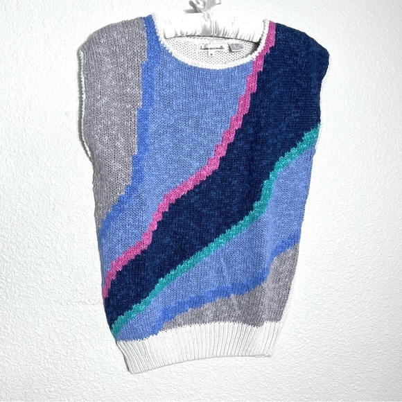 Vintage‎ Jason Maxwell Linen Blend Knit Sleeveless Sweater Pastels Size Medium - Picture 1 of 6